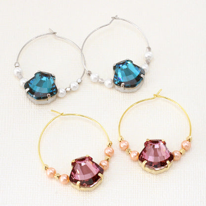 Earrings wire hoop No.2 rhodium color