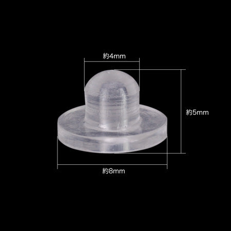 Rubber button for butterfly spring earrings, round plate 15mm/shower 16mm, clear