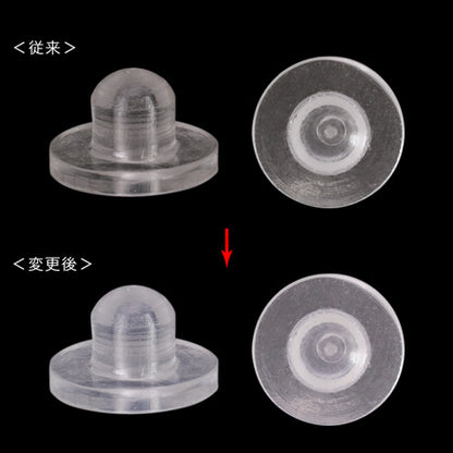 Rubber button for butterfly spring earrings, round plate 15mm/shower 16mm, clear
