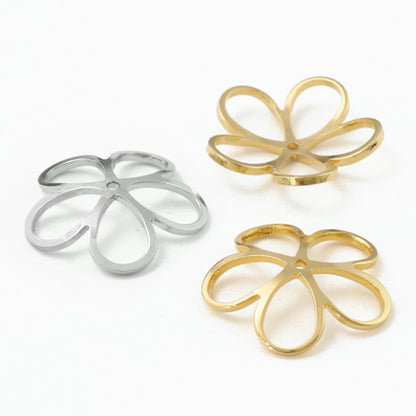 Metal flower five petals 2 rhodium color