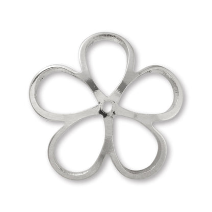 Metal flower five petals 2 rhodium color