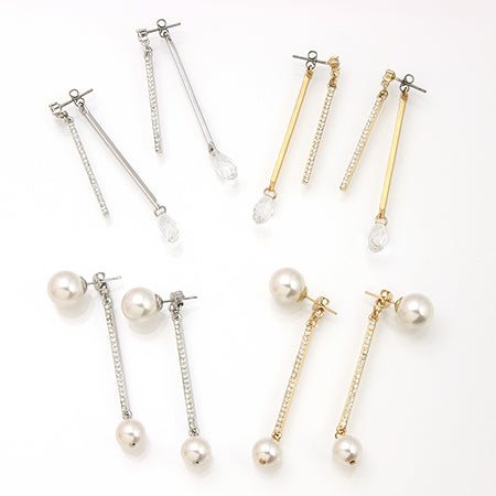 Metal stick with stone 2 rings Crystal/RC