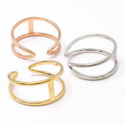 Ring stand double with square plate 2 x 7mm rhodium color
