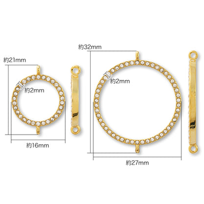 Joint parts pave round 2 rings crystal/RC