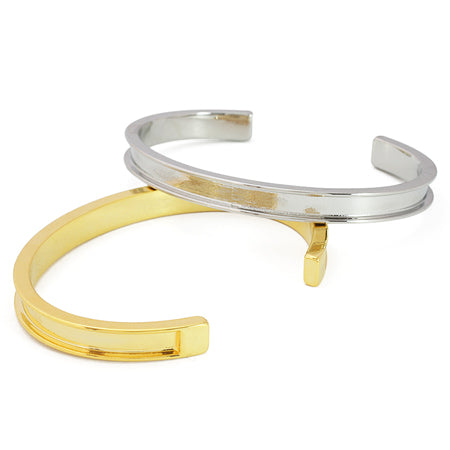 Clay base bangle rhodium color