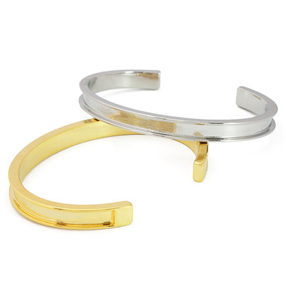 Clay base bangle rhodium color