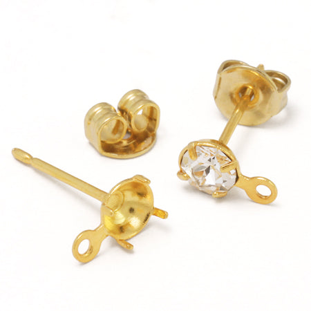 Earrings with stone ring 