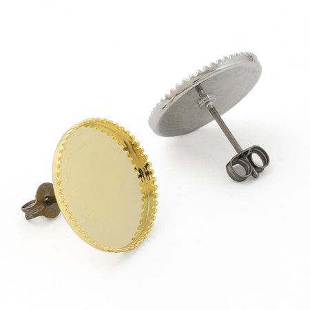 Earrings titanium meal plate rhodium color