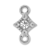 Charm stone clasp square 2 ring rhodium color