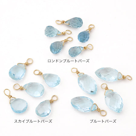 Natural stone glasses clasp charm flat shizuku cut sky blue topaz