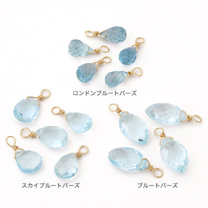 Natural stone glasses clasp charm flat shizuku cut sky blue topaz