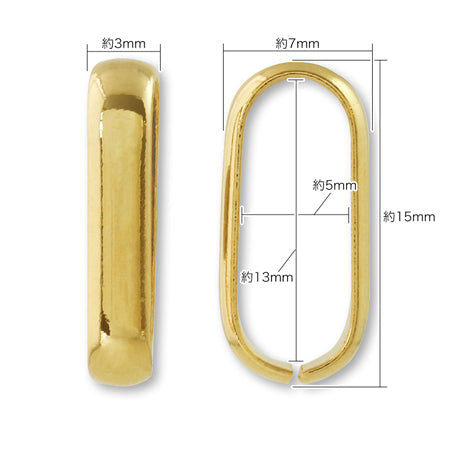 つなぎカン 甲丸 約3×7×15mm 　ゴールド