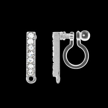 Non-hole earrings with stone stick 1 ring crystal/RC