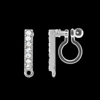 Non-hole earrings with stone stick 1 ring crystal/RC
