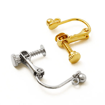 Earrings screw spring round ball with ring gold