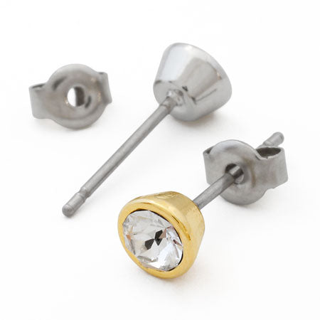 ピアス ステンレス 石座付 ＃1088 PP31(約4mm)　ゴールド