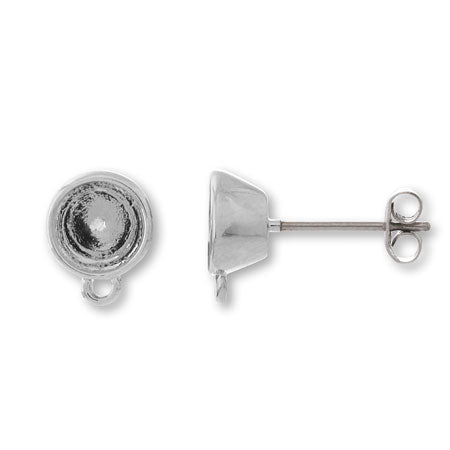 Earrings stainless steel with stone ring 