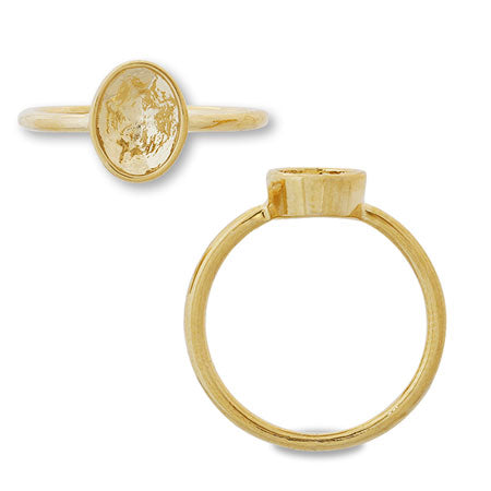 リング台 石座付 オーバル ＃4120 8×6mm　ロジウムカラー(コーティング付)