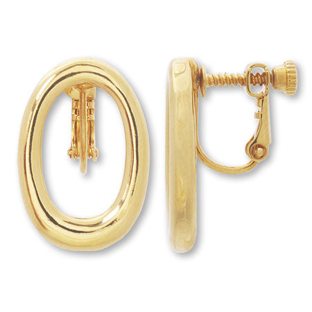 Earrings metal ring oval vertical hole gold