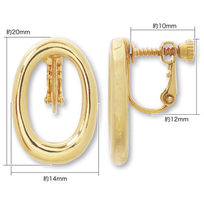 Earrings metal ring oval vertical hole gold