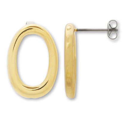 Stainless steel earrings metal ring oval vertical hole gold
