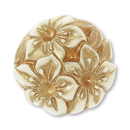 Acrylic German Cabochon Flower 1 Ivory/G