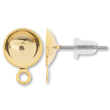 Stainless steel earrings with bowl gold