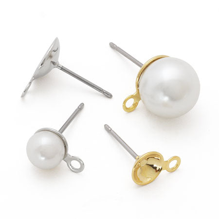 Stainless steel earrings with bowl gold