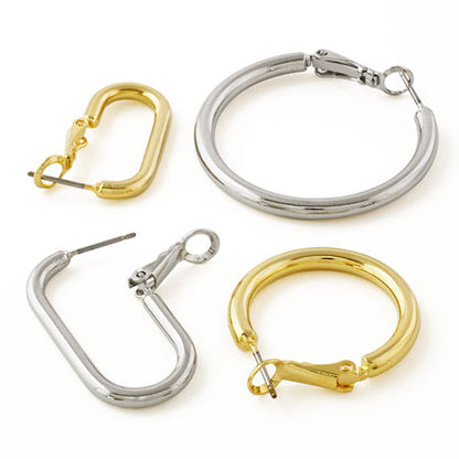 Chunky hoop stainless steel earrings round gold