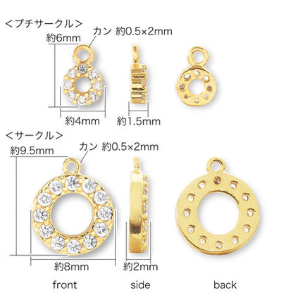 Charm cubic zirconia petit circle rhodium color