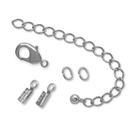金具セット ヒモ用 カシメ 1.2mm　ロジウムカラー