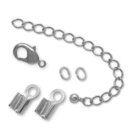 金具セット ヒモ用 カシメ 3mm　ロジウムカラー