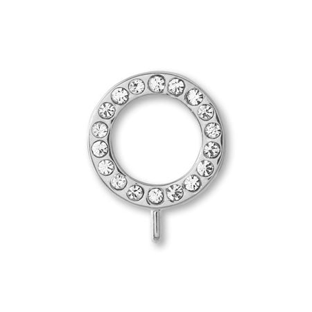 Metal ring with heaton stone round rhodium color
