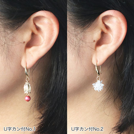 Design Hook Earrings with rhodium collar