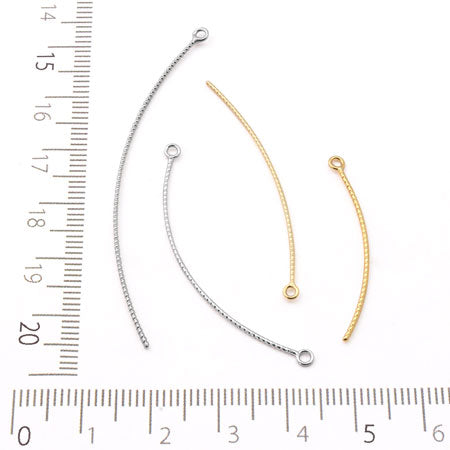 Metal stick pattern line curve 1 ring rhodium color