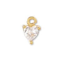 Charm Cubic Zirconia Claw Heart Gold