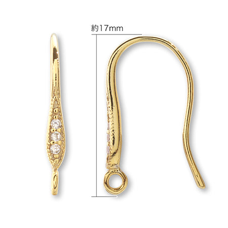 Design hook earrings with U-shaped ring No.6 Cubic zirconia/RC