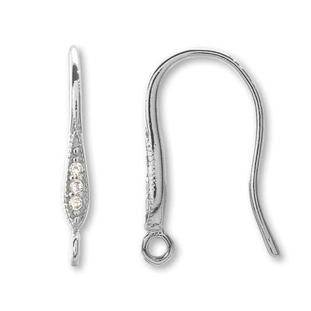 Design hook earrings with U-shaped ring No.6 Cubic zirconia/RC