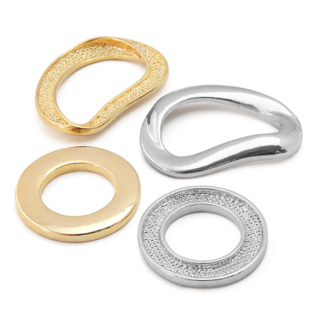 Clay base ring parts round rhodium color