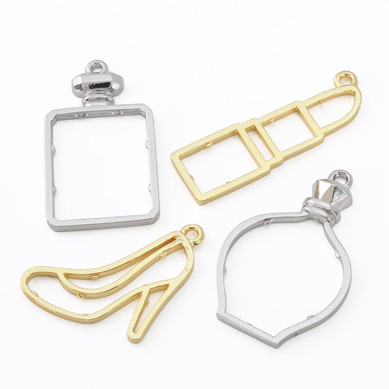 レジンフレーム カン付 香水瓶ラウンド　ロジウムカラー