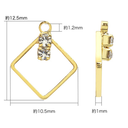 Charm with open square stone crystal/RC