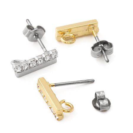 Stainless steel earrings with stick stone crystal/G
