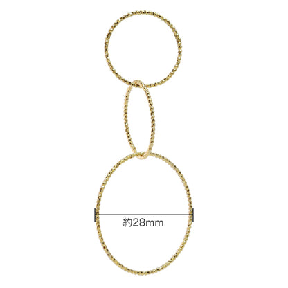 Metal ring parts 3 pattern lines round No.2 gold