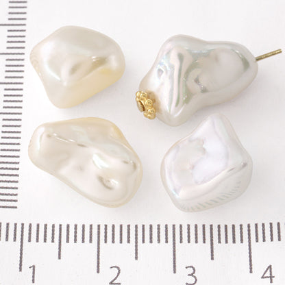 Resin Pearl Baroque Beans 3 White AB