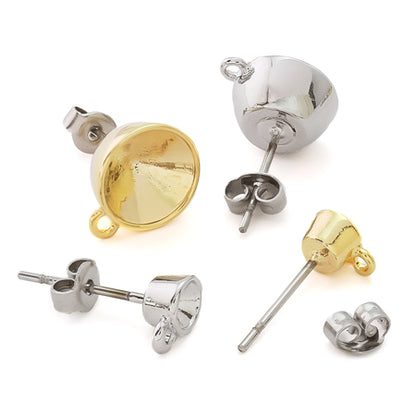 Earrings stainless steel with stone ring 