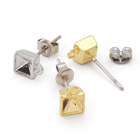ピアス ステンレス 石座カン付 