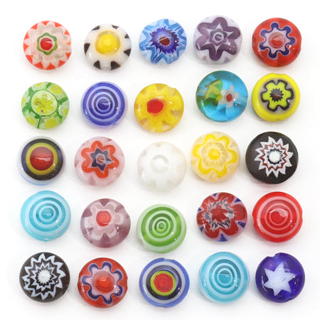 ミルフィオリガラス 丸平　ミックス 6mm