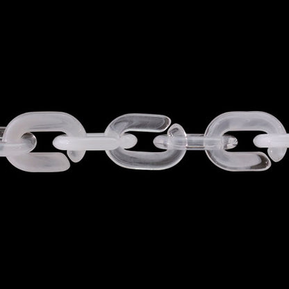Acrylic chain oval white marble