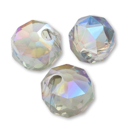 Glass cut beads wheel side hole clear green AB