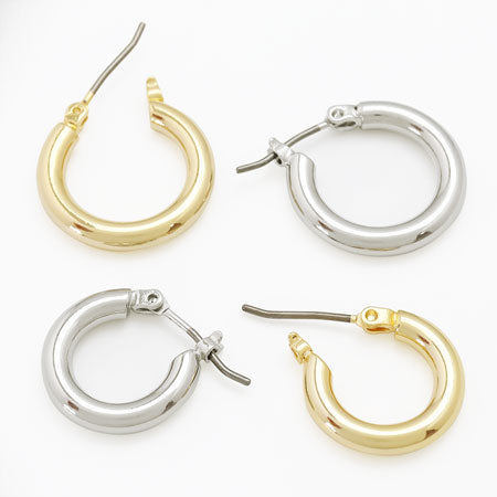 Earrings titanium hoop chunky rhodium color